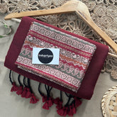 Marun Handloom Khadi Cotton Saree With Designer Print Blouse